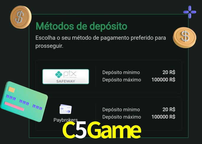 O cassino C5Game oferece uma grande variedade de métodos de pagamento